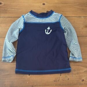 Cat and jack 18 months swim‎ Navy and Striped Long Sleeve Shirt with Anchor